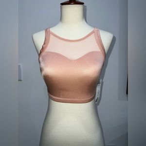 Body Wrappers blush pink mesh detailing sports bra